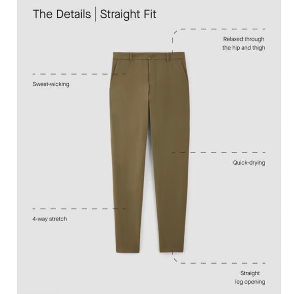 NWT Everlane Mens The Performance Chino Straight Fit in Black Size 32 x 34 - Picture 12 of 15